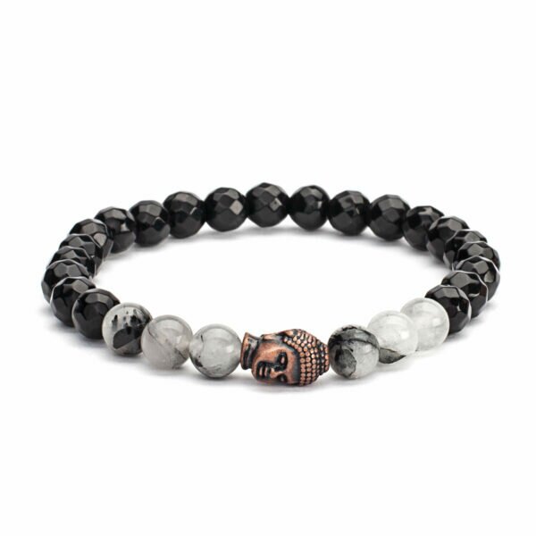 Pulseira Mala Quartzo e Ágata Preta 7