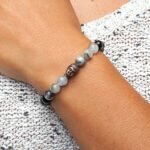 Pulseira Mala Quartzo e Ágata Preta