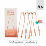 Kit Limpador de Língua de Cobre e Estojo Inox 3