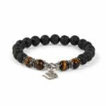 Pulseira Mala Olho de Tigre e Rocha Vulcânica